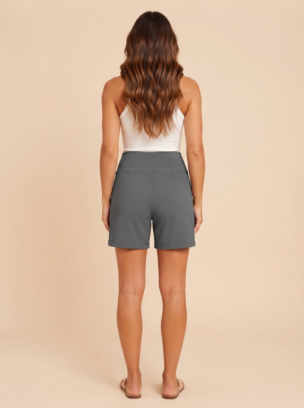 Adara - Dames zomershorts met hoge taille, rechte pijpen en zakken