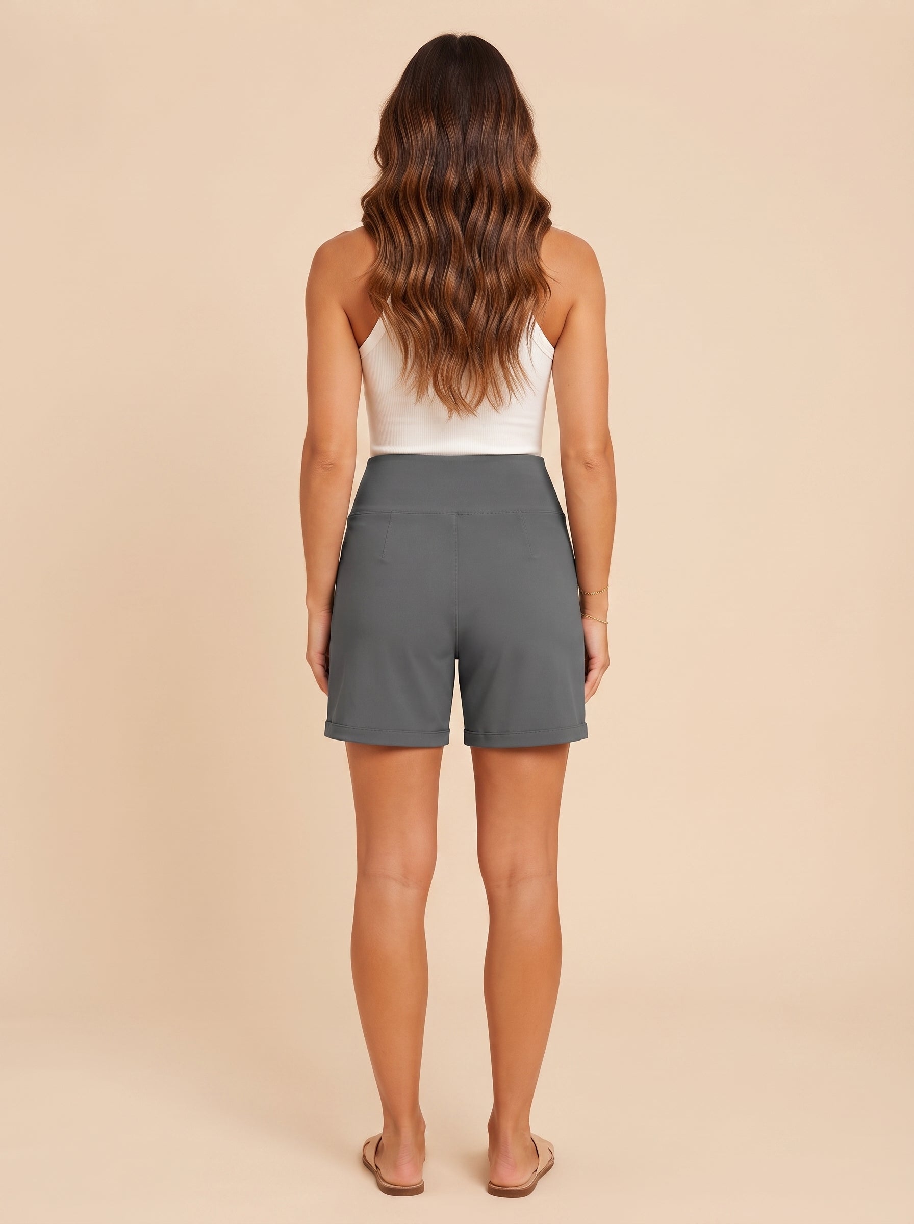 Adara - Dames zomershorts met hoge taille, rechte pijpen en zakken